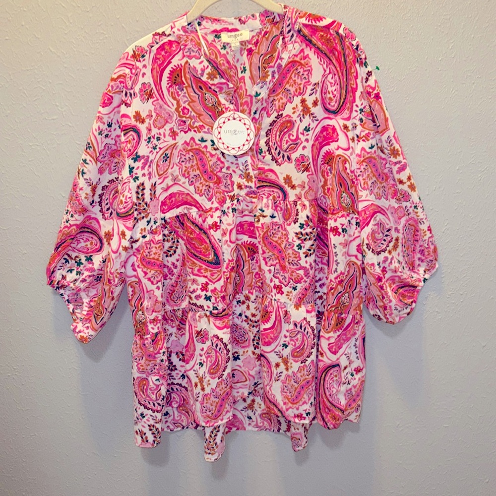 Umgee Pink Paisley Floral Tunic Cardigan